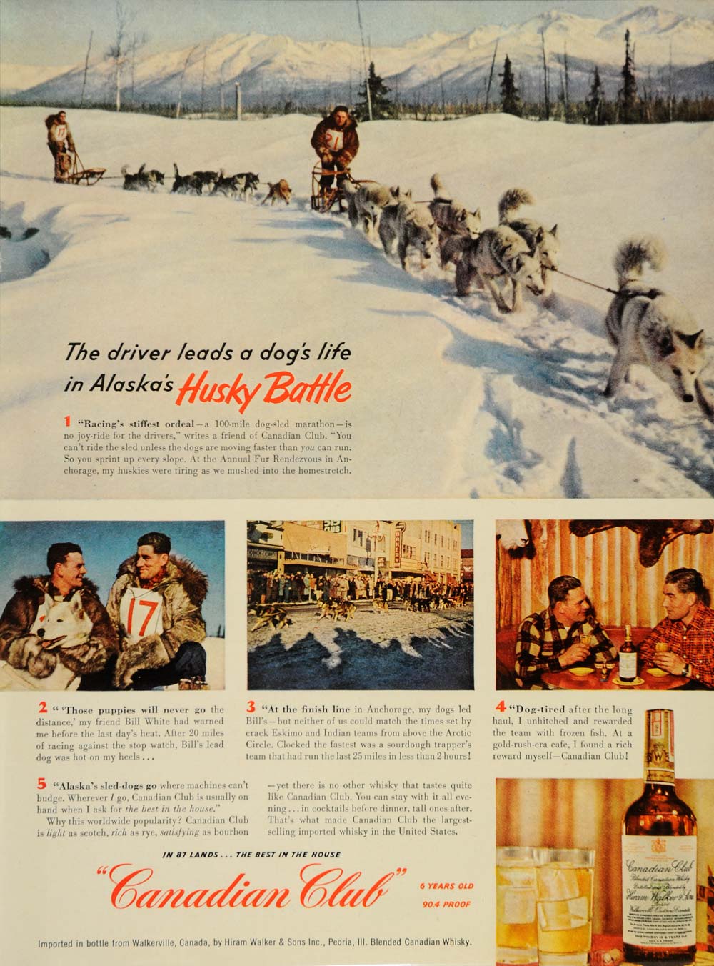1951 Ad Canadian Club Whiskey Alaska Bill White Peoria - ORIGINAL TM3