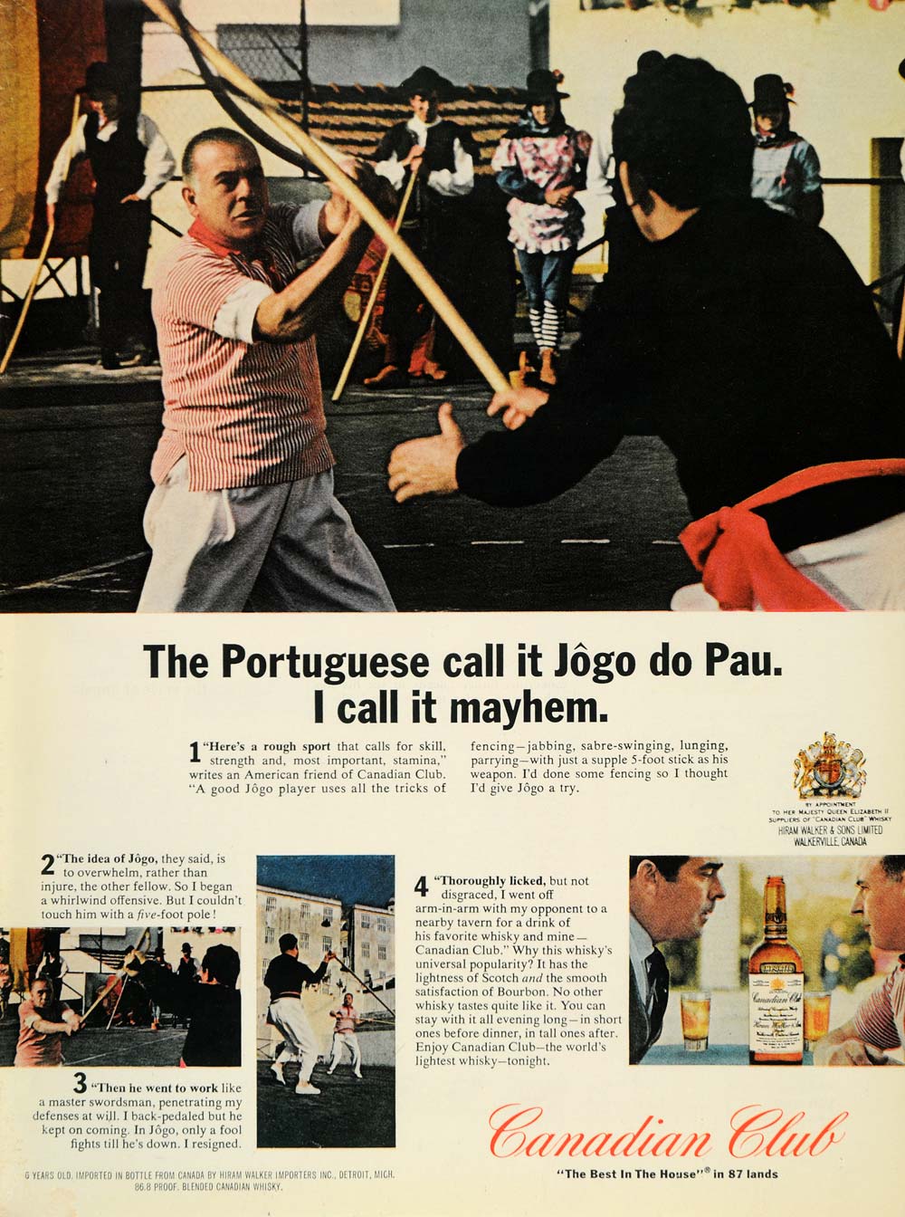 1967 Ad Canadian Club Whiskey Portuguese Jogo do Pau - ORIGINAL ADVERTISING TM3