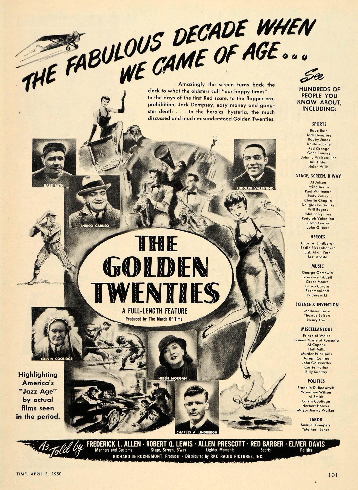 1950 Ad Golden Twenties Movie Rochemont RKO Radio Lewis - ORIGINAL TM3