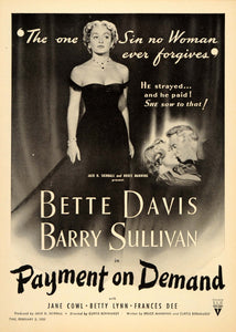 1951 Ad Payment On Demand Movie Bette Davis B Sullivan - ORIGINAL TM3