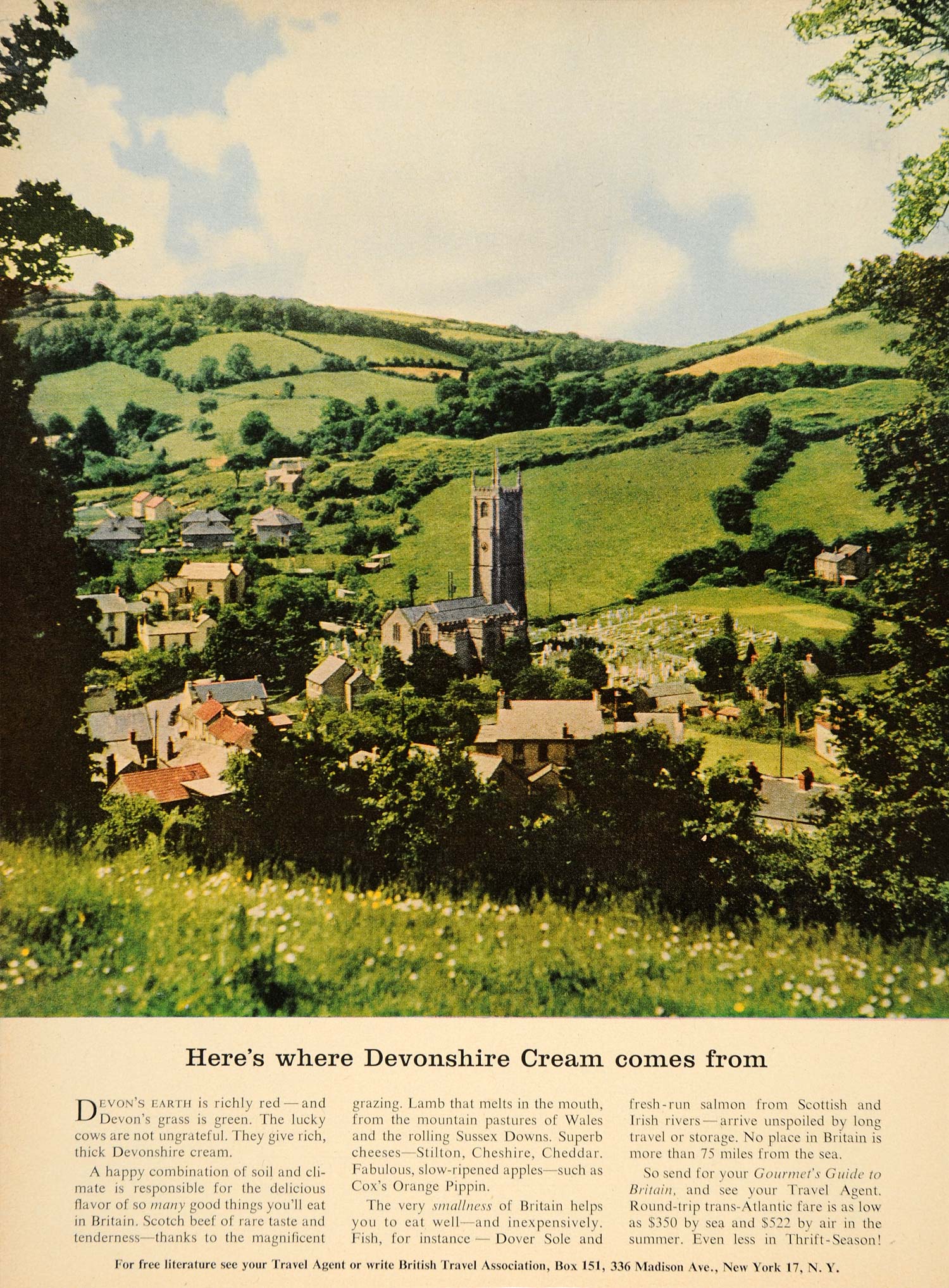 1955 Ad British Travel Devonshire Countryside Cuisine - ORIGINAL ADVER ...