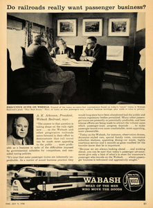 1956 Ad Travel Wabash Railroad Blue Bird Room Atkinson - ORIGINAL TM3 - Period Paper
