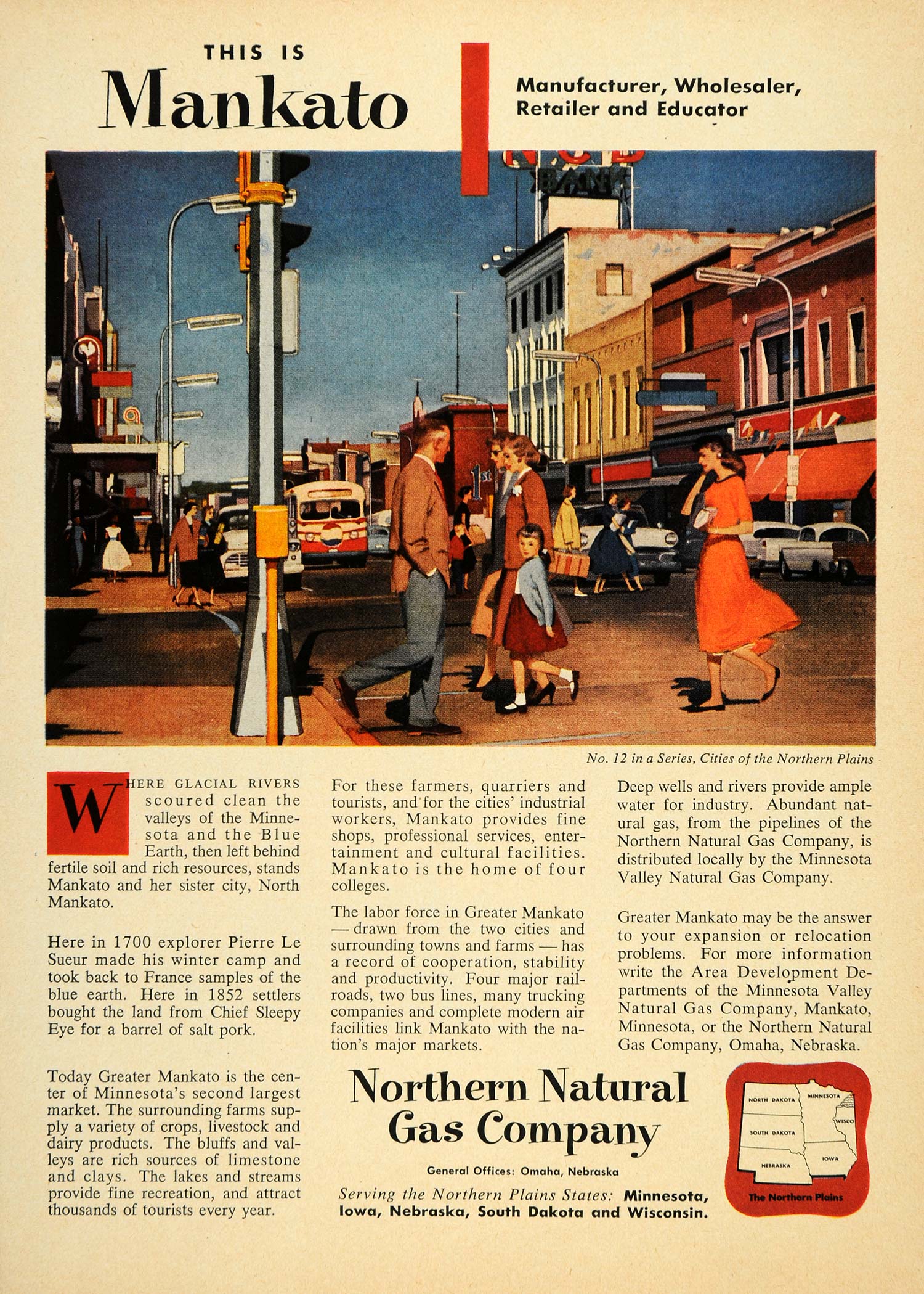 1957 Ad Northern Natural Gas Mankato Iowa Fuel Oil - ORIGINAL ADVERTISING TM3
