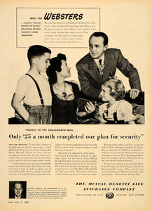 1950 Ad Mutual Benefit Life Insurance Maurice Webster - ORIGINAL ADVERTISING TM3