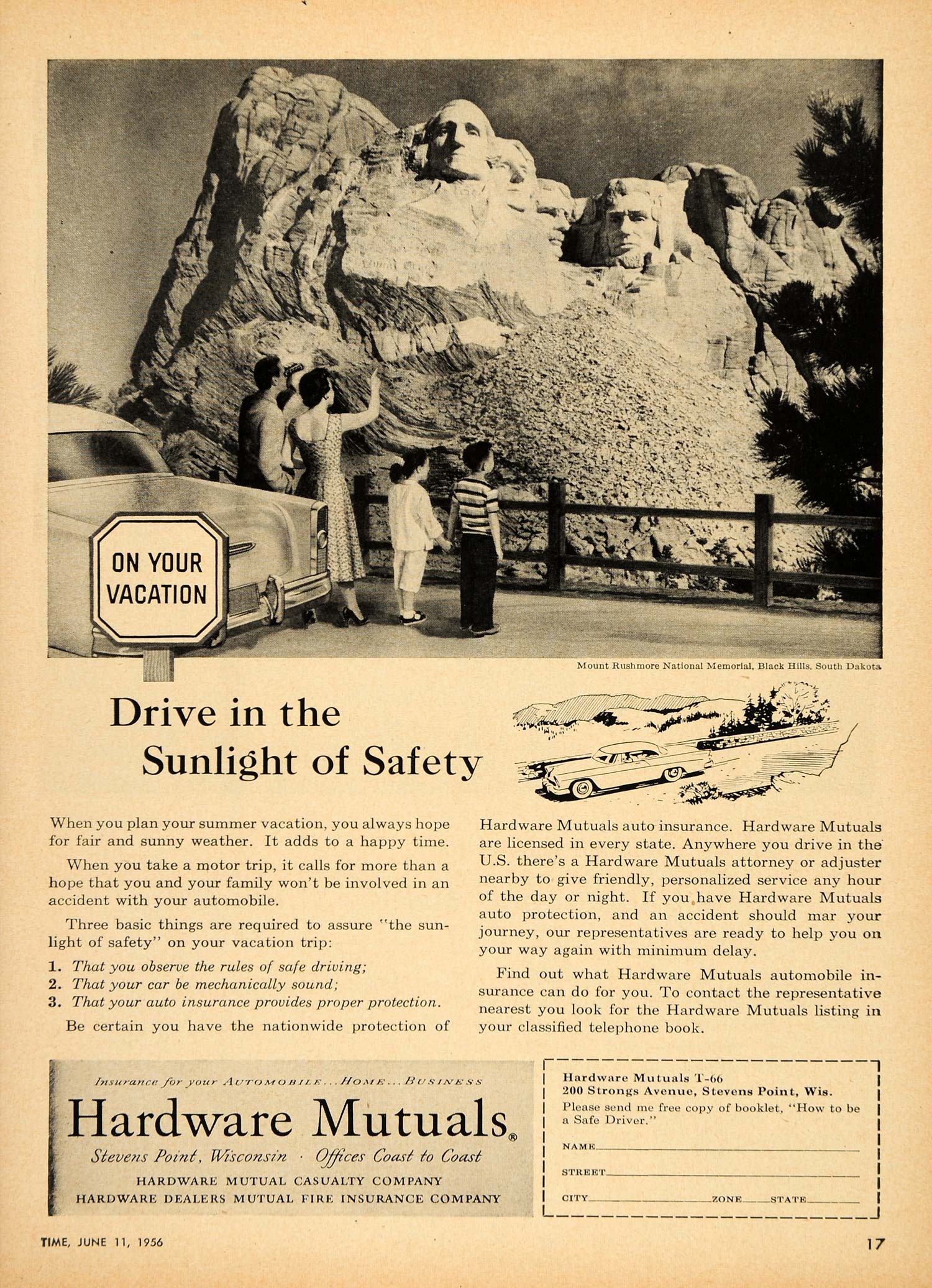 1956 Ad Hardware Mutual Insurance Mount Rushmore - ORIGINAL ADVERTISING TM3