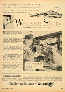 1954 Ad Employers Mutual Insurance Wausau Story Paszek - ORIGINAL TM3