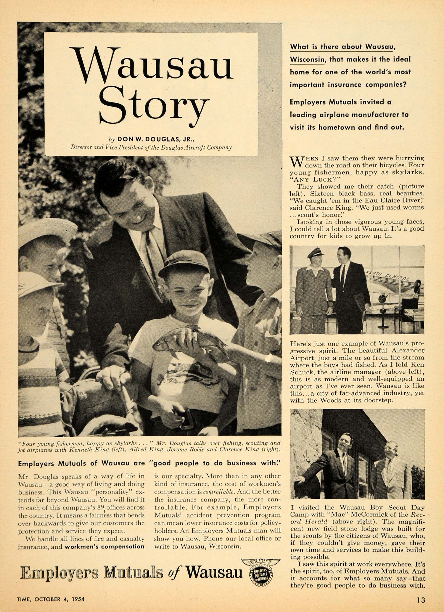1954 Ad Employers Mutual Insurance Wausau Story Schuck - ORIGINAL TM3