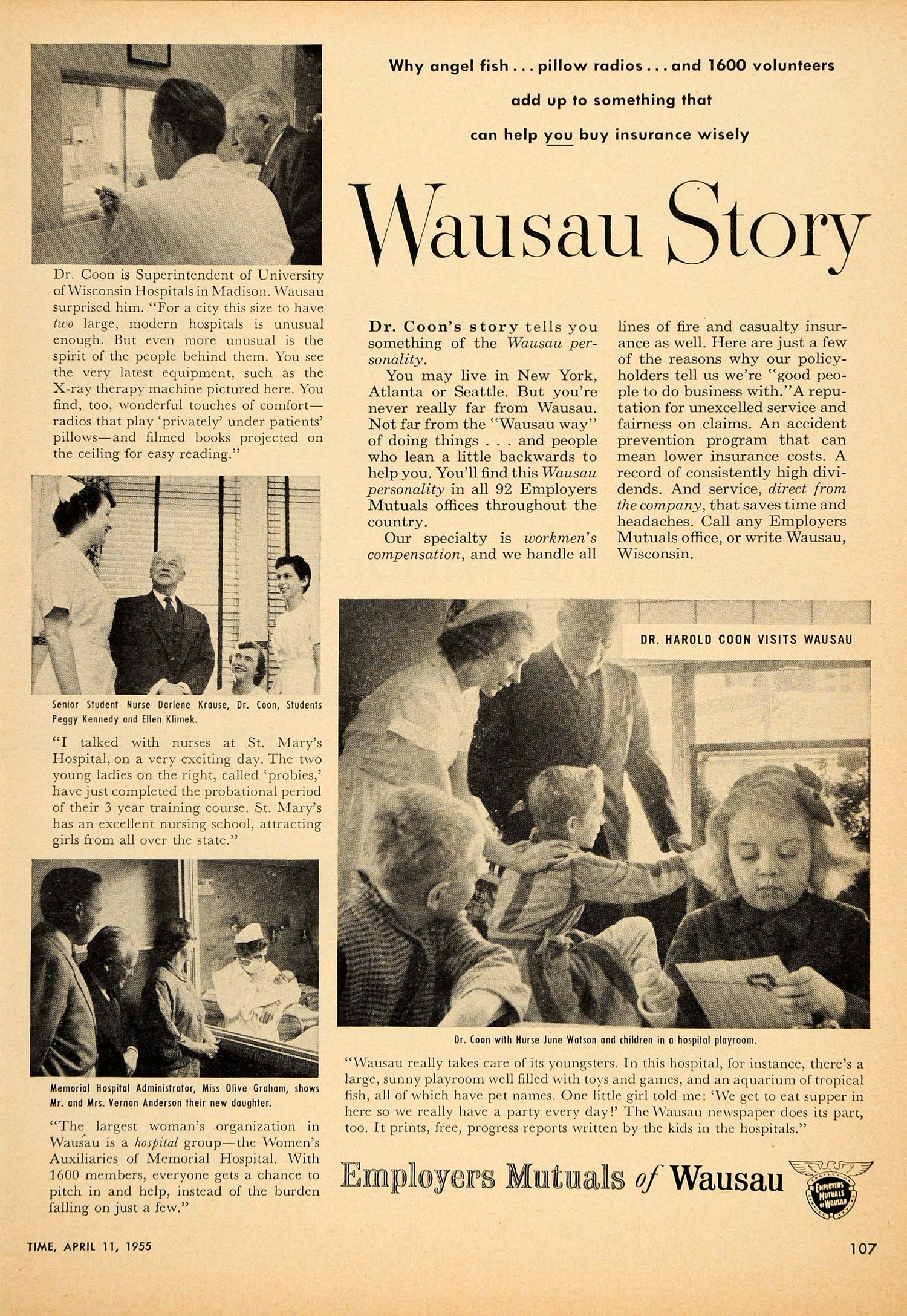 1955 Ad Employers Mutual Insurance Wausau Story Krause - ORIGINAL TM3