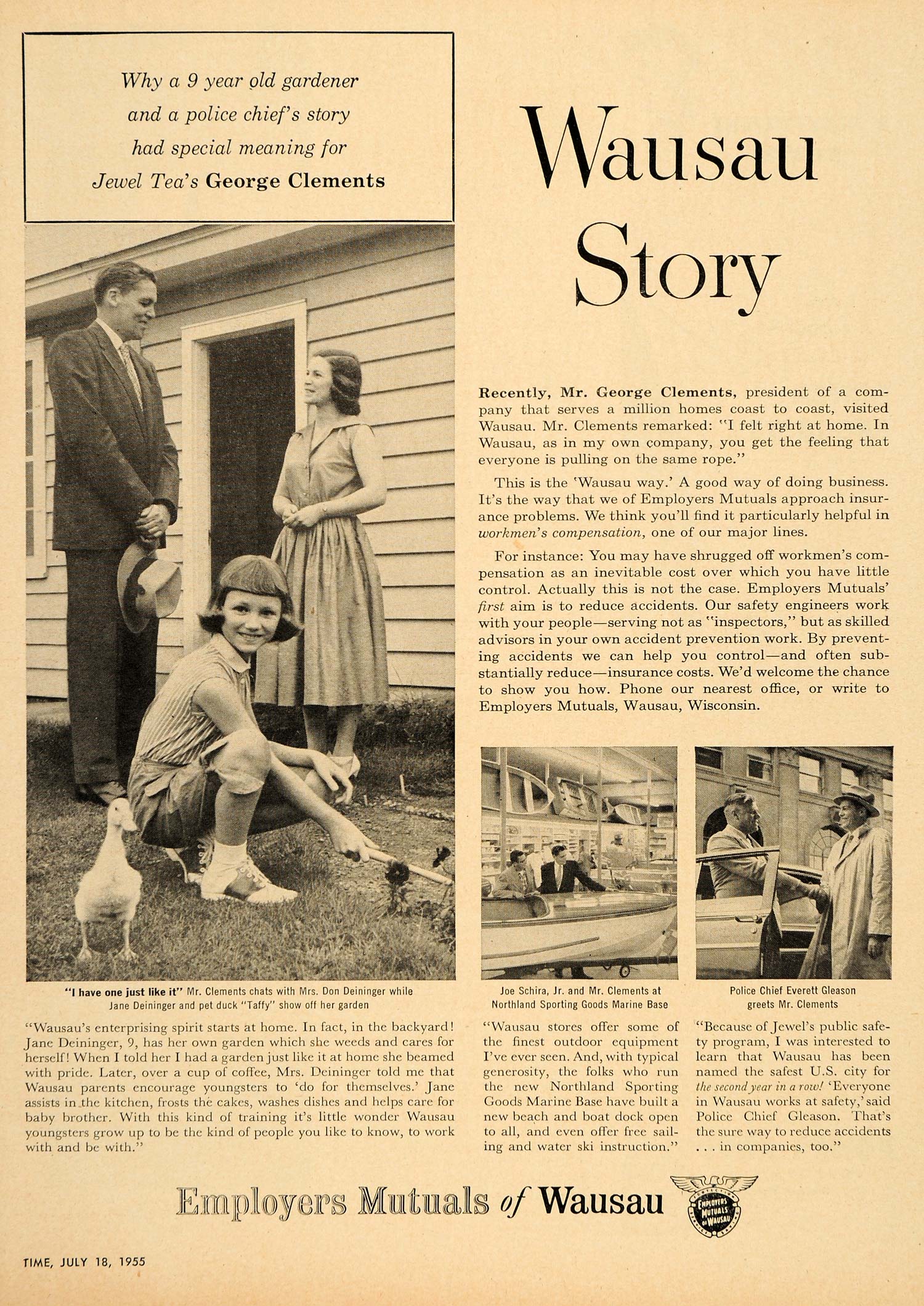 1955 Ad Employers Mutual Insurance Wausau Story Clement - ORIGINAL TM3