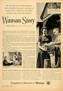 1955 Ad Employers Mutual Insurance Wausau Story Haupt - ORIGINAL ADVERTISING TM3