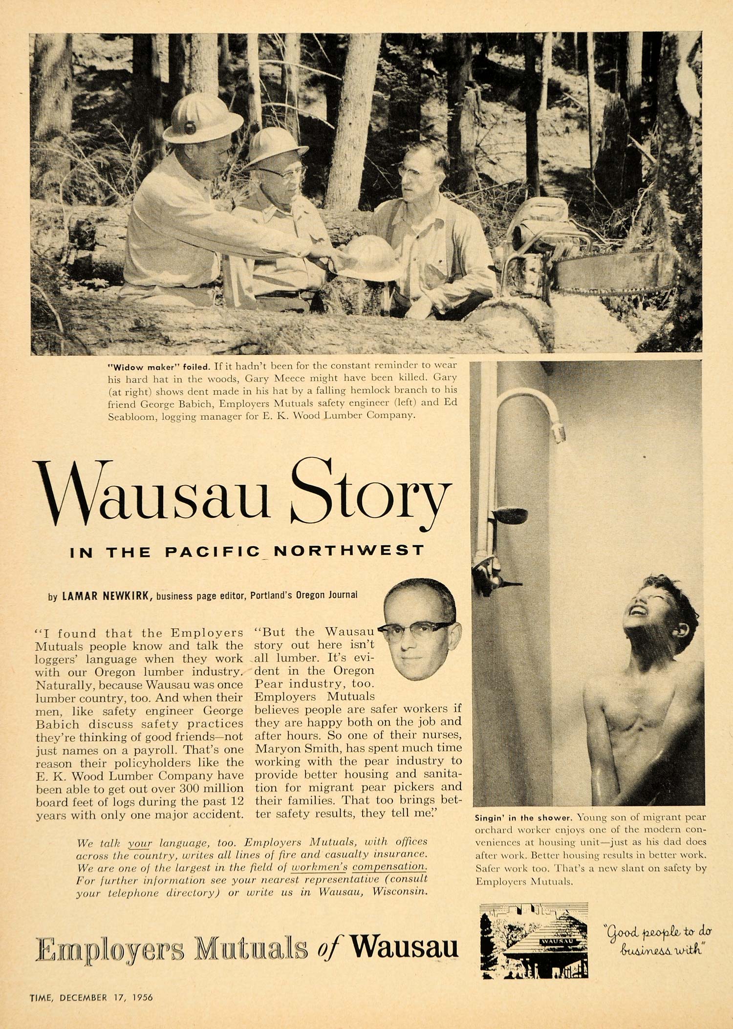 1956 Ad Employers Mutuals Wausau Wisconsin Gary Meece - ORIGINAL ADVERTISING TM3