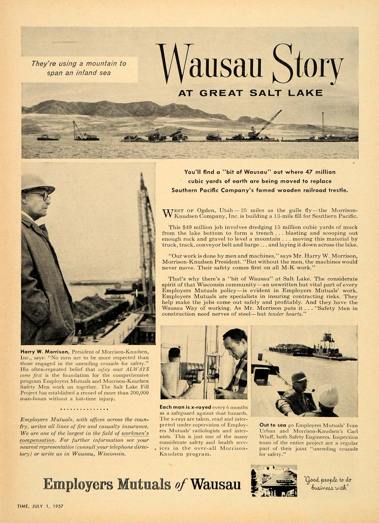 1957 Ad Employers Mutuals Wausau Harry W. Morrison - ORIGINAL ADVERTISING TM3