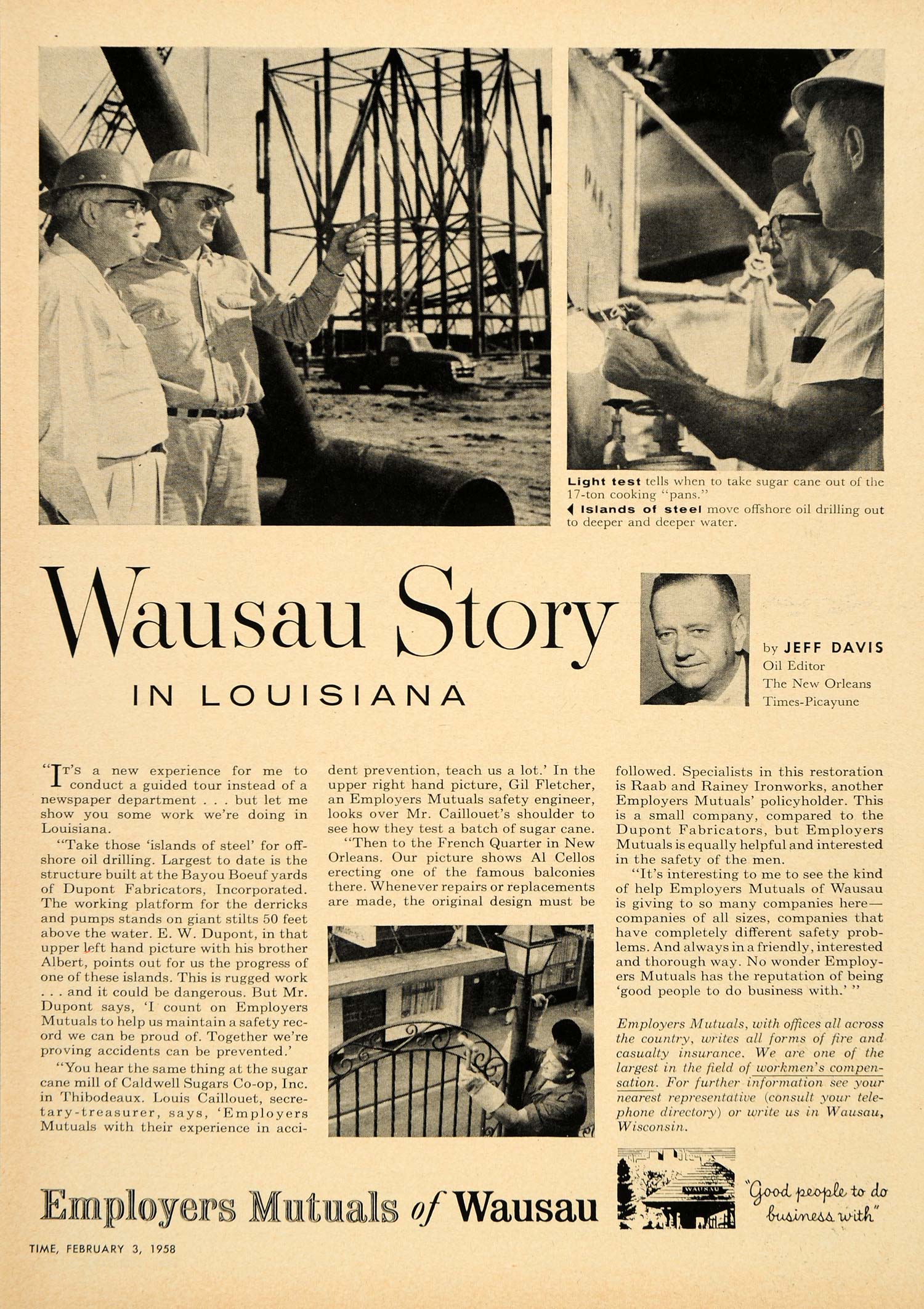 1958 Ad Employers Mutuals Wausau Wisconsin Jeff Davis - ORIGINAL ADVERTISING TM3