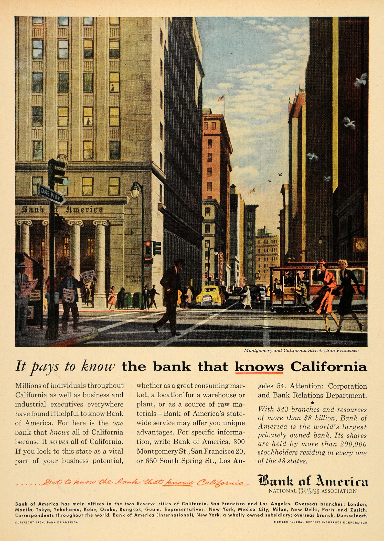 1954 Ad Bank America Montgomery Street San Francisco - ORIGINAL ADVERTISING TM3