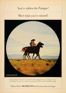 1966 Ad Horseback Wilbur Clark Desert Inn Las Vegas - ORIGINAL ADVERTISING TM3