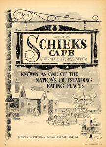 1953 Ad Schieks Cafe Eatery Palace Royal Minneapolis - ORIGINAL ADVERTISING TM3