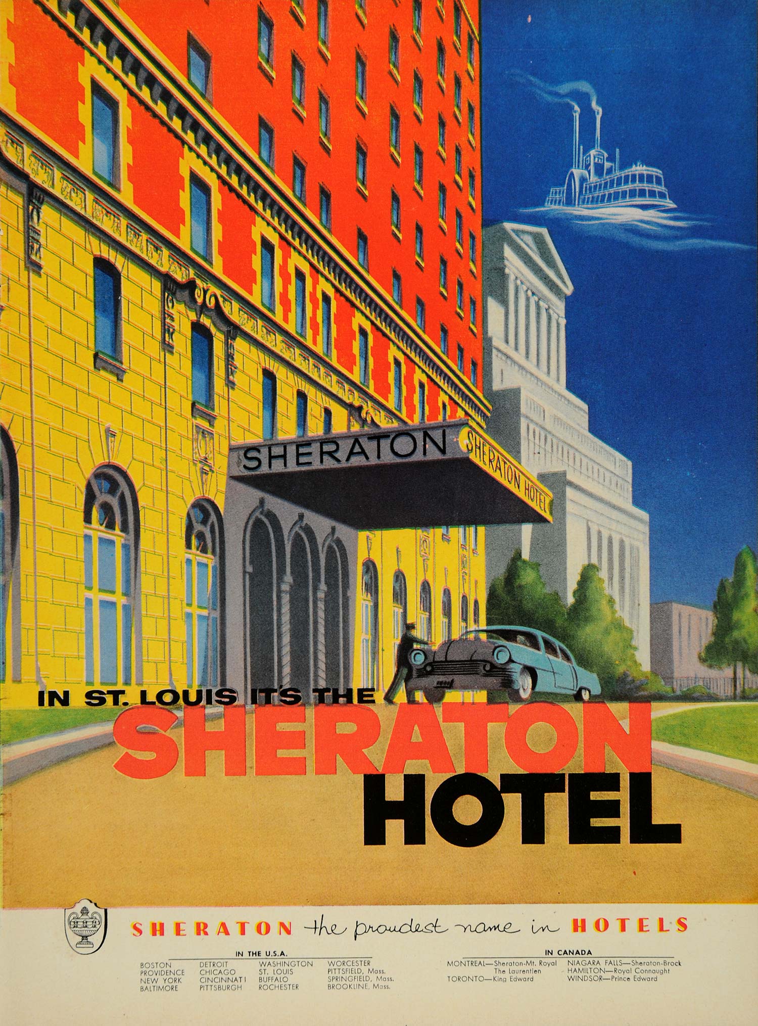 1954 Ad Famous Sheraton Hotels St. Louis Missouri - ORIGINAL ADVERTISING TM3