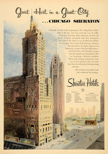 1952 Ad Chicago Sheraton Towering Hotel Plaza Copley - ORIGINAL ADVERTISING TM3