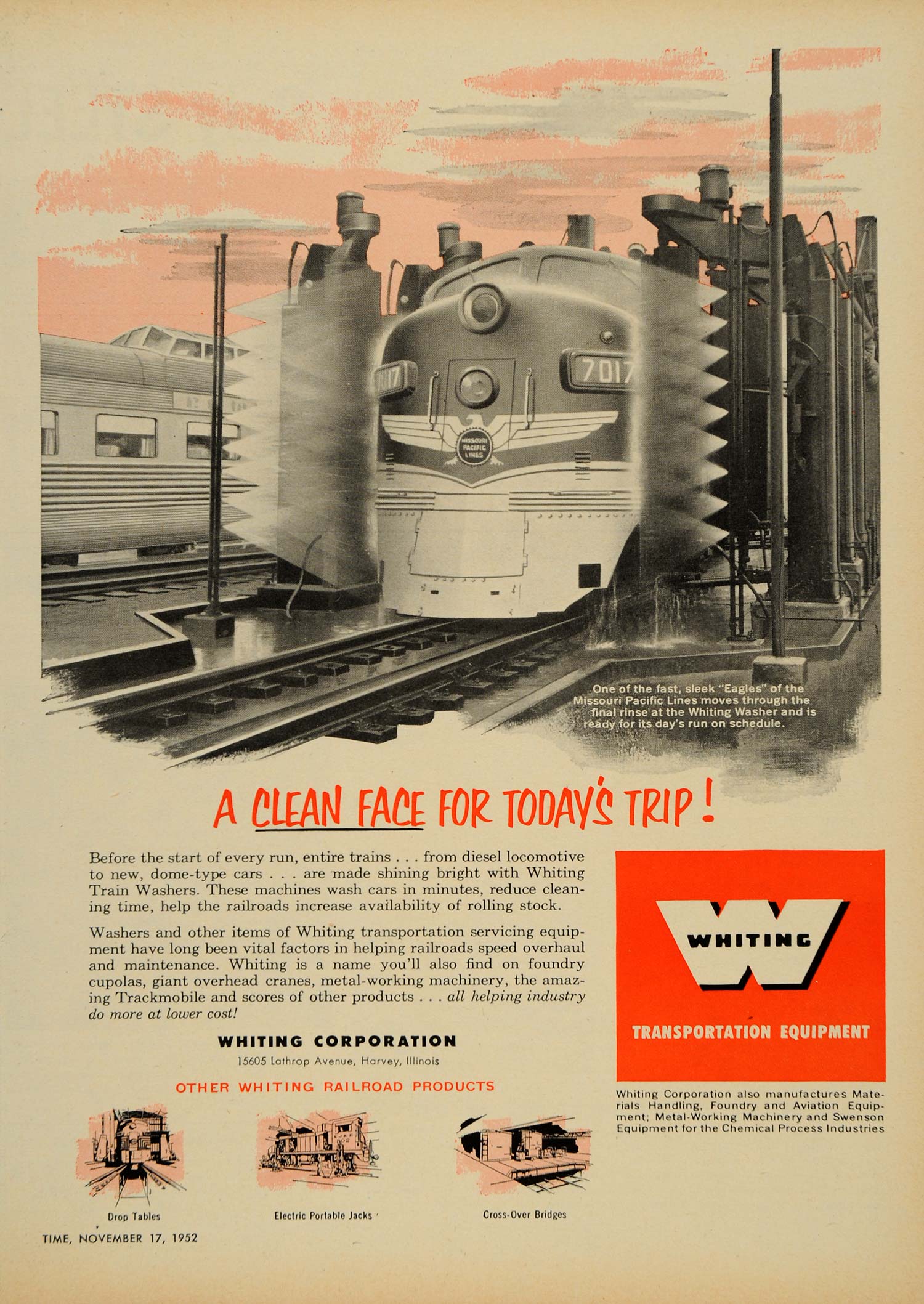 1952 Ad Whiting Transportation Equipment Missouri Rail - ORIGINAL TM3