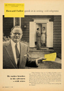1958 Ad Howard Fuller Western Union Telegram Telegraph - ORIGINAL TM3