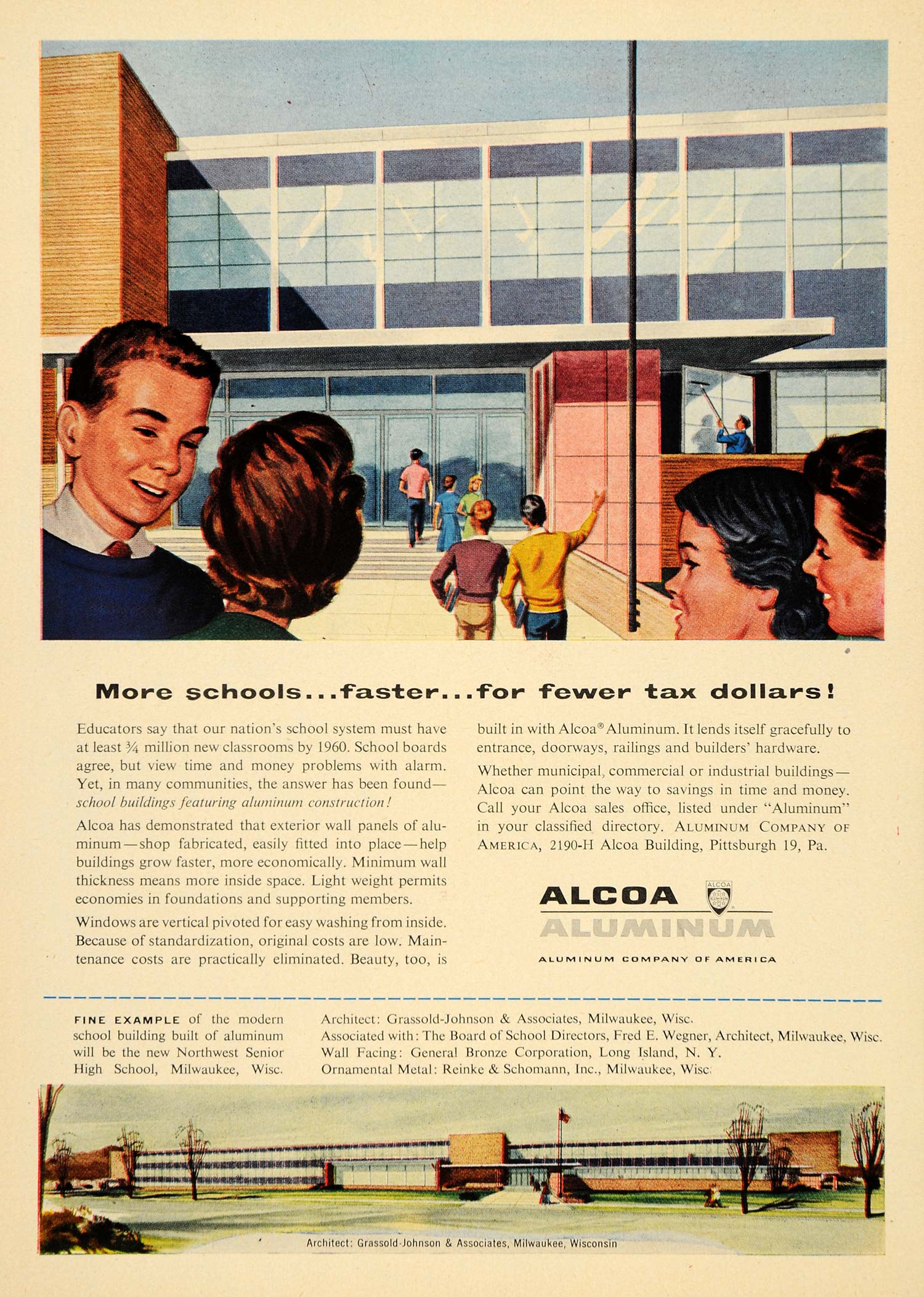 1954 Ad Alcoa Aluminum Company Northwest Custer High School Milwaukee TM3