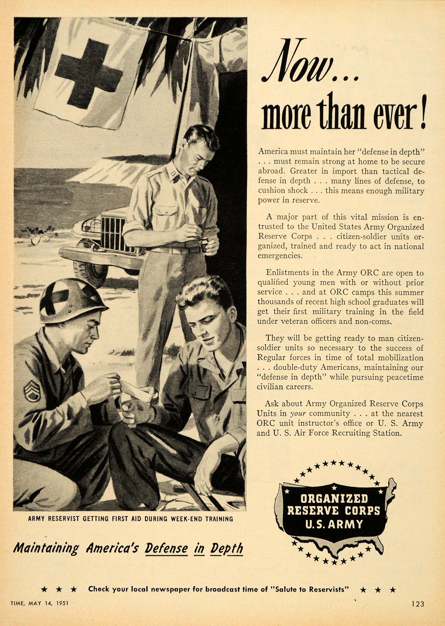 1951 Ad United States Army Organized Reserve Corps - ORIGINAL ADVERTISING TM3