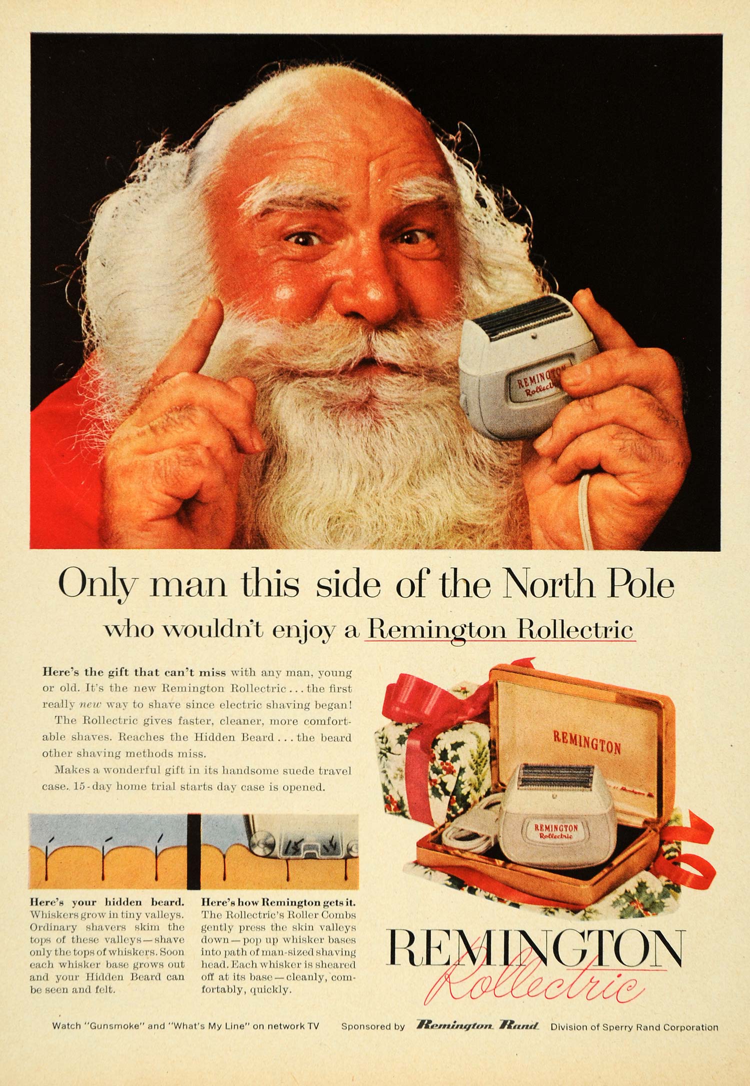 1967 Ad Remington Rollectric Razor Shave Santa - ORIGINAL ADVERTISING TM3