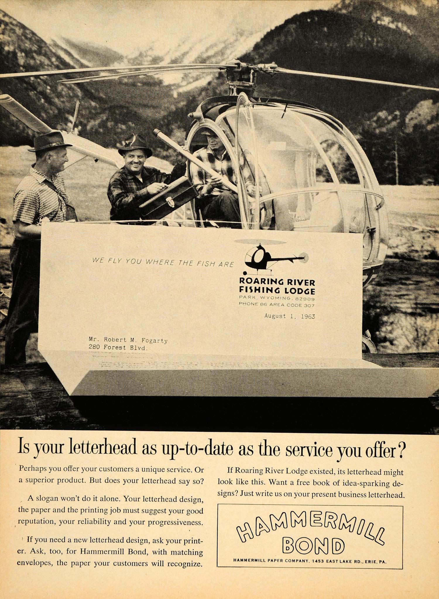 1963 Ad Hammermill Bond Paper Robert M. Fogarty Fishing - ORIGINAL TM3