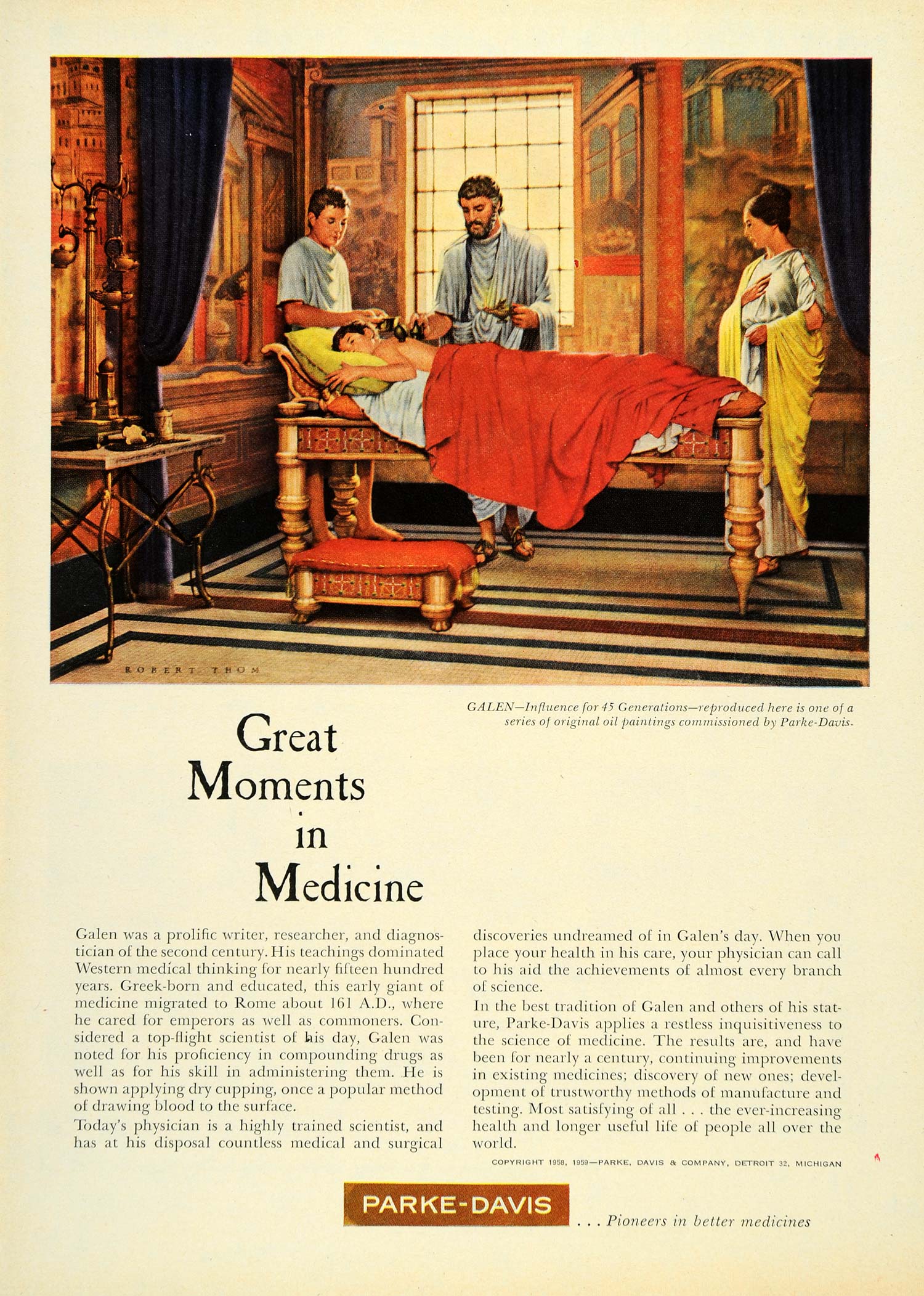 1959 Ad Parke Davis Medicines Detroit Galen Robert Thom - ORIGINAL TM3