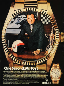 1974 Ad Rolex Wrist Watches A.J. Foyt Famous Car Racer - ORIGINAL TM3
