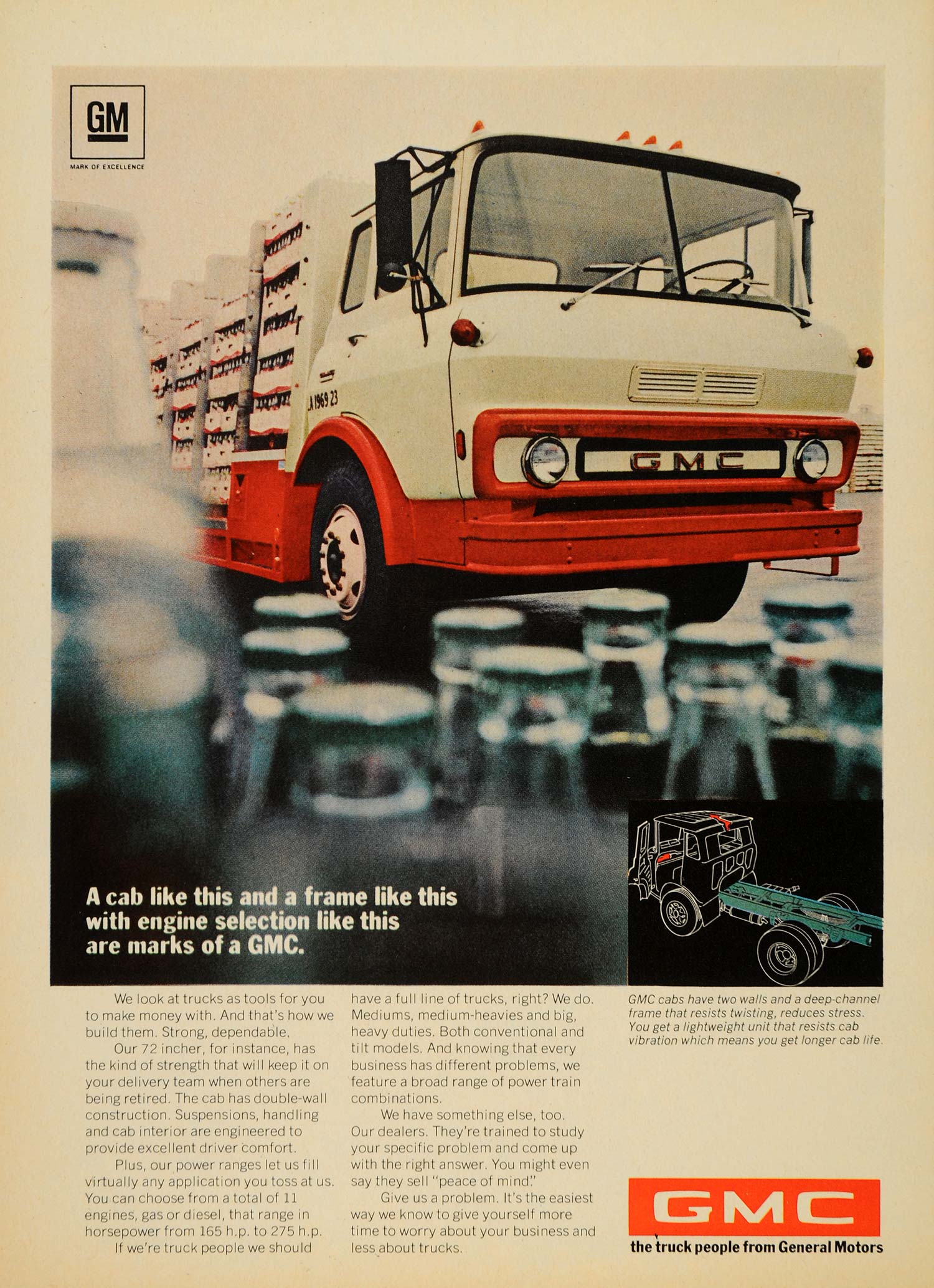 1969 Ad GMC Delivery Trucks Cab Frame Engine Horsepower - ORIGINAL TM3