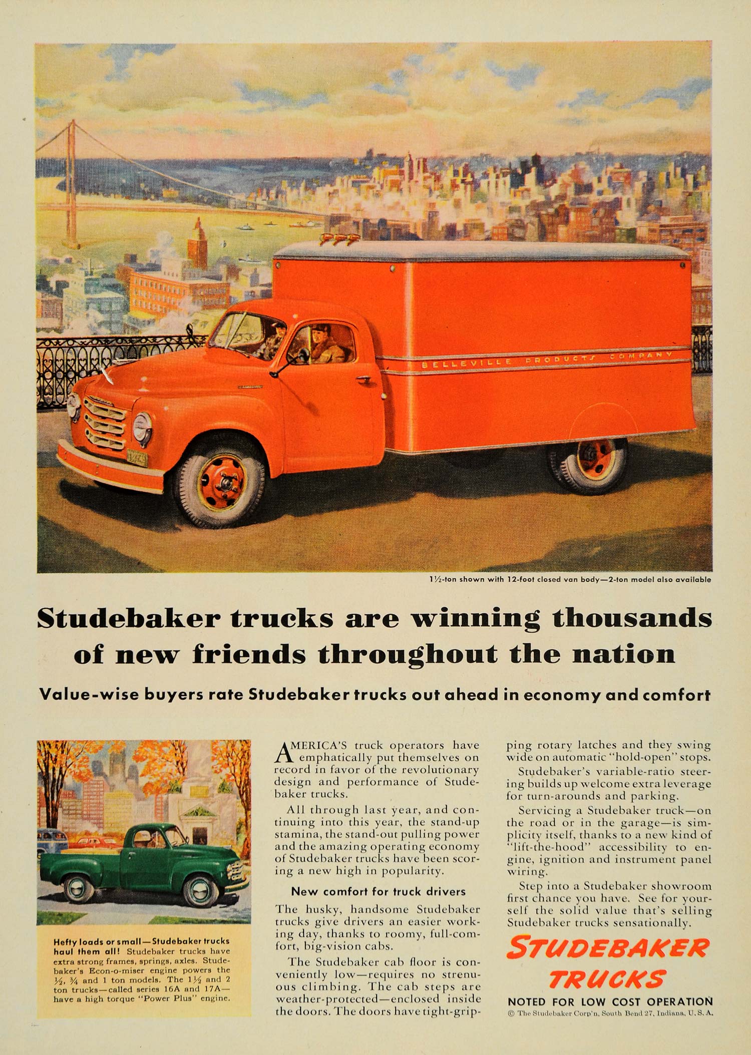 1950 Ad Studebaker Trucks Hauling South Bend Indiana - ORIGINAL ADVERTISING TM3