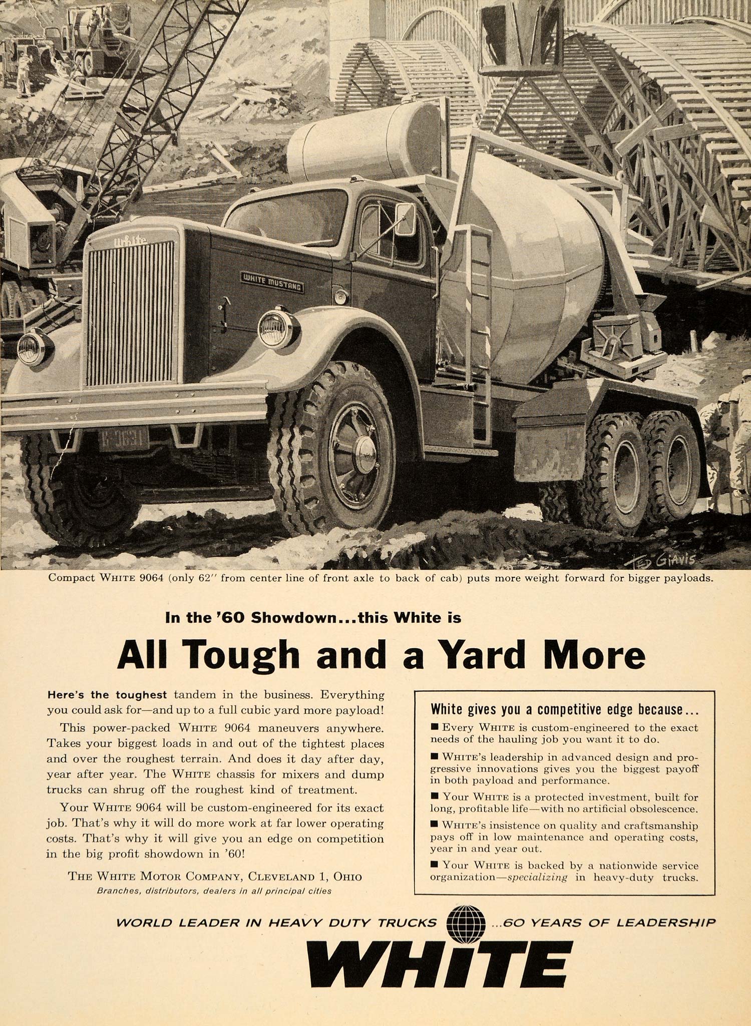 1960 Ad White Heavy Duty Compact Trucks Ted Giavis - ORIGINAL