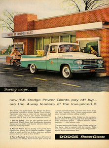 1958 Ad Dodge Power Giants Pickup Trucks Power Dome V8 - ORIGINAL TM3