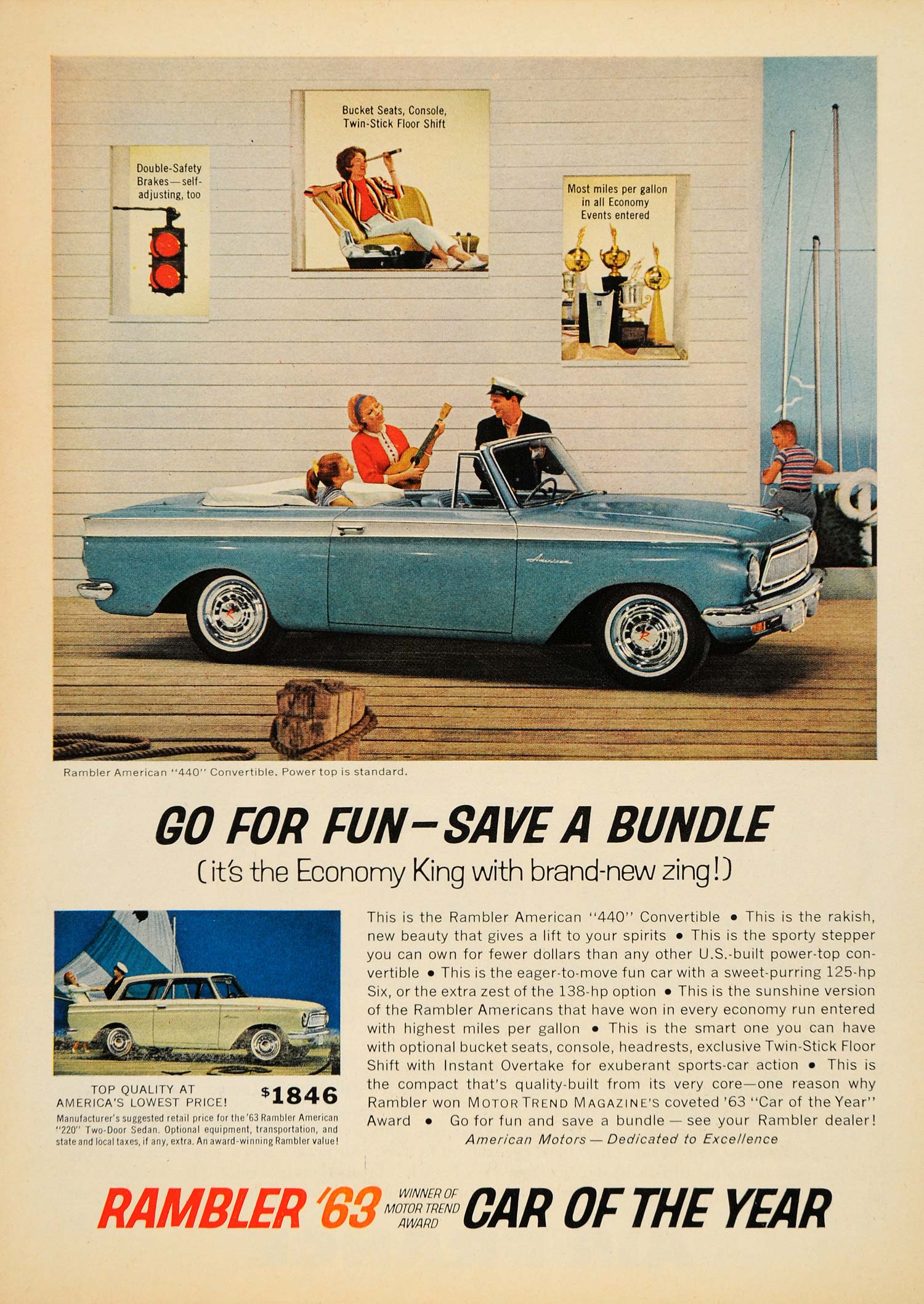 1963 Ad Vintage Rambler American 440 Convertible Car - ORIGINAL ADVERTISING TM3