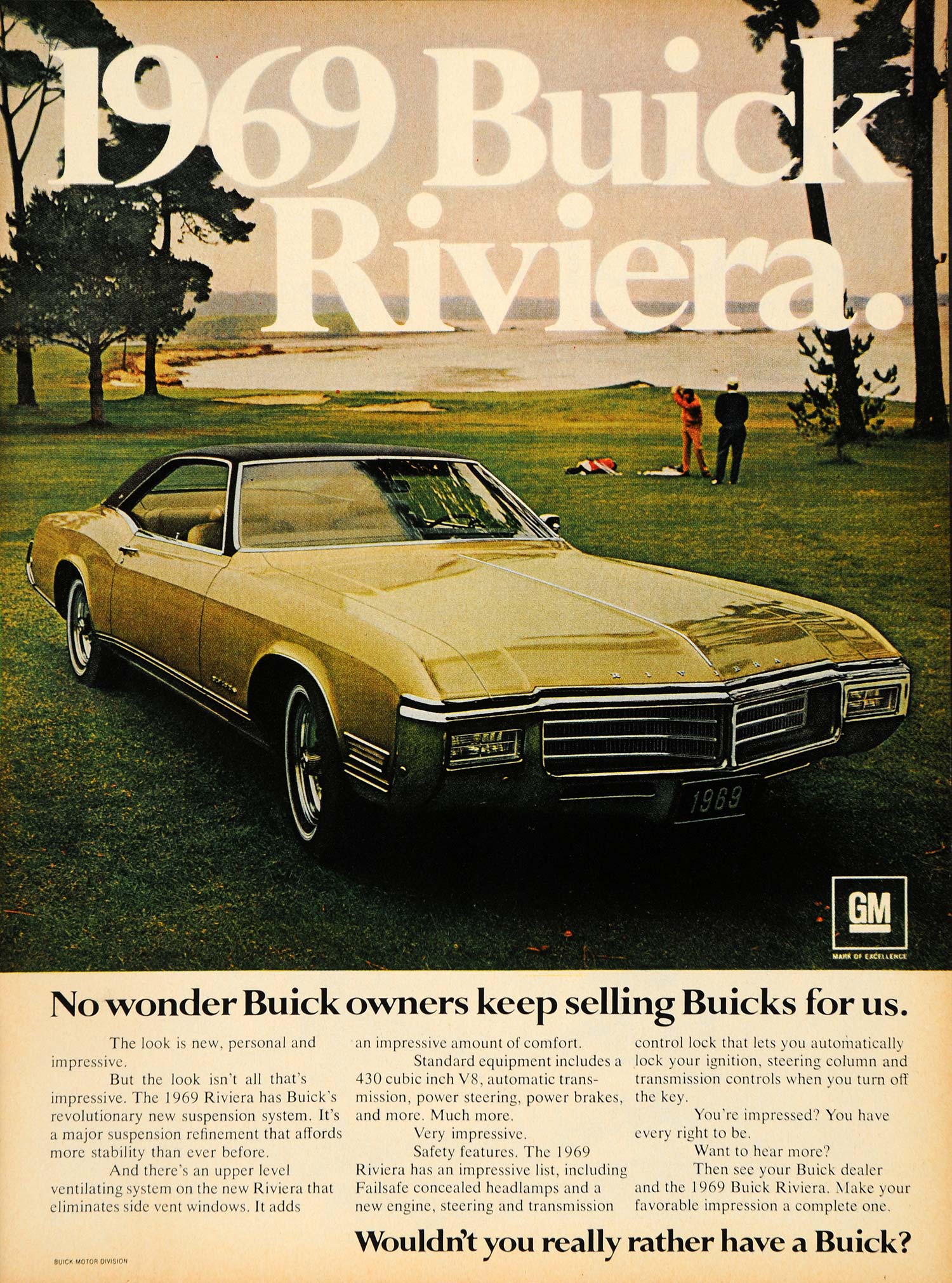 1968 Ad Vintage '69 Buick Riviera GM V8 Power Brakes - ORIGINAL ADVERTISING TM3