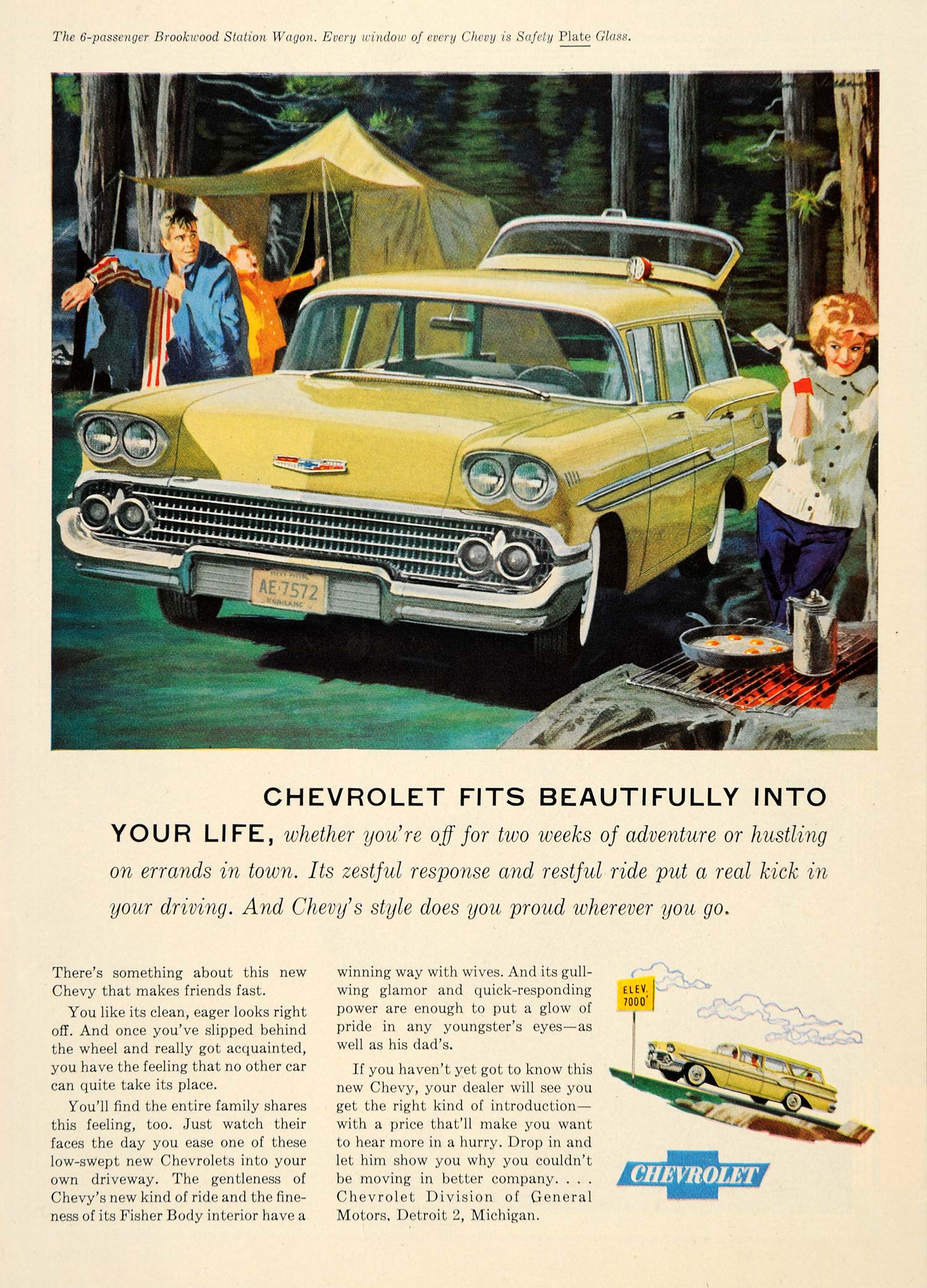 1958 Ad Vintage Chevrolet Brookwood Station Wagon GM - ORIGINAL ADVERTISING TM3