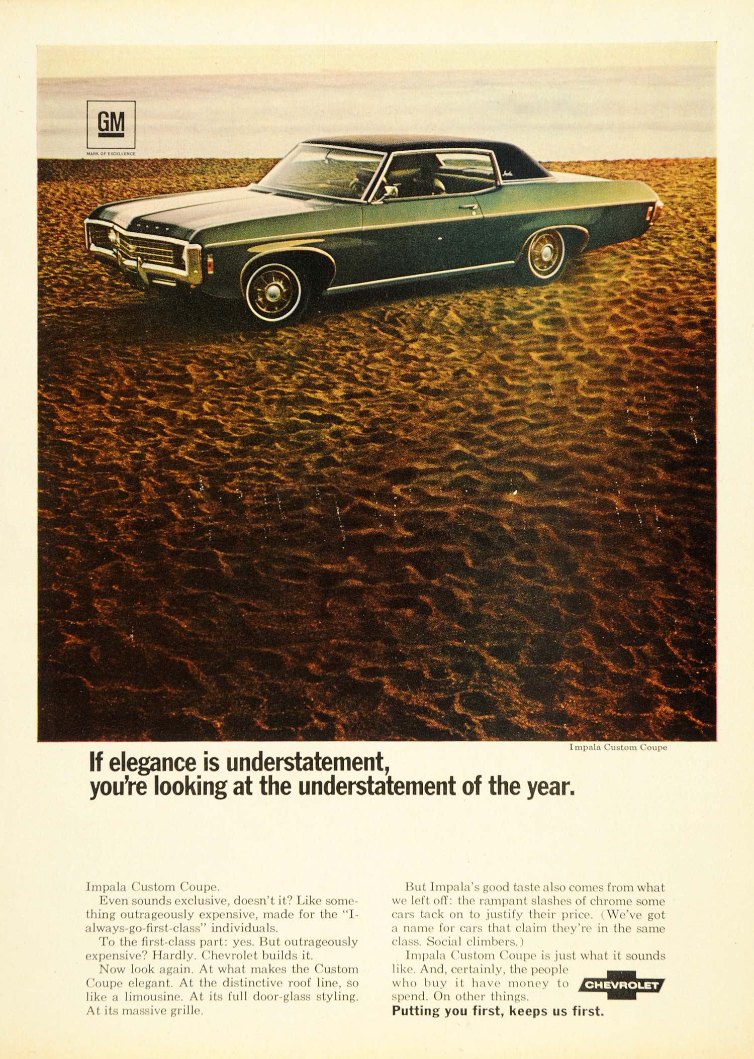 1969 Ad Vintage Green Chevrolet Impala Custom Coupe GM - ORIGINAL