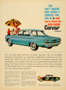 1959 Ad Blue Chevrolet Corvair Compact Car Rear Engine - ORIGINAL TM3