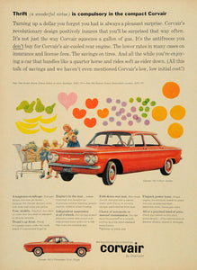 1960 Ad Chevrolet Corvair 700 Compact Club Coupe - ORIGINAL ADVERTISING TM3