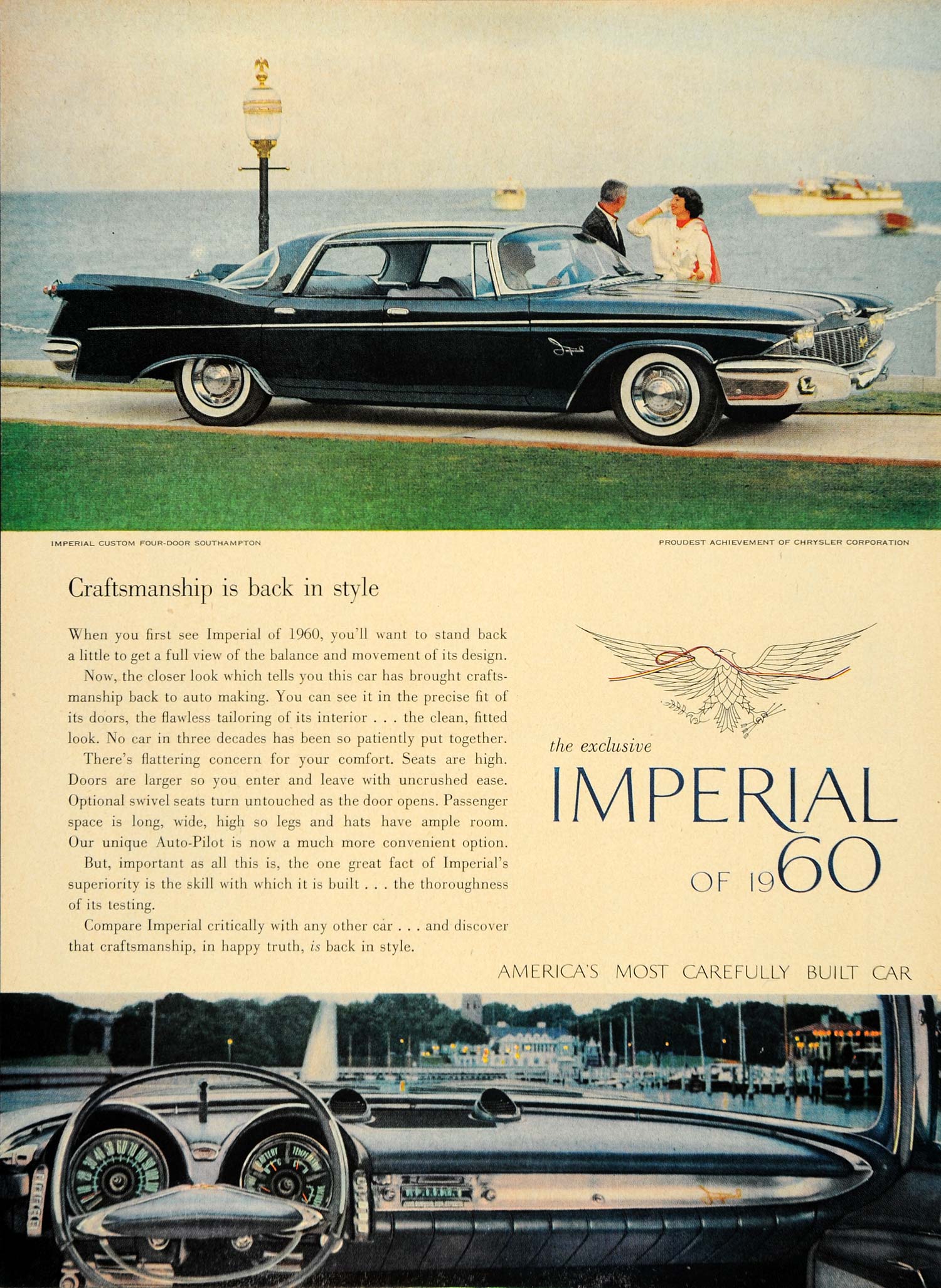 1959 Ad Vintage '60 Chrysler Imperial Four Door Sedan - ORIGINAL