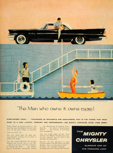 1958 Ad Mighty Chrysler Saratoga New Yorker Sailboat - ORIGINAL ADVERTISING TM3