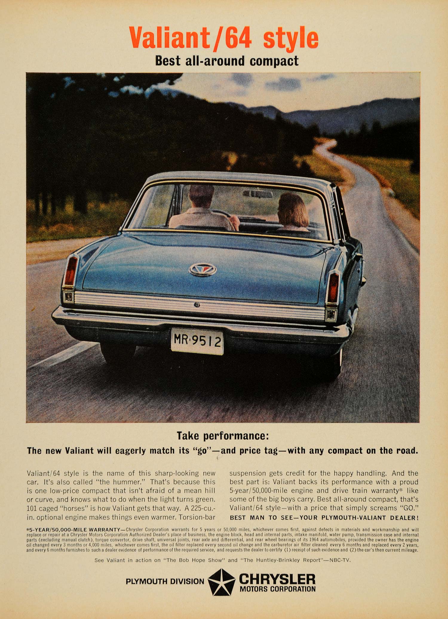 1963 Ad Chrysler Plymouth Blue Valiant '64 Compact Car - ORIGINAL TM3