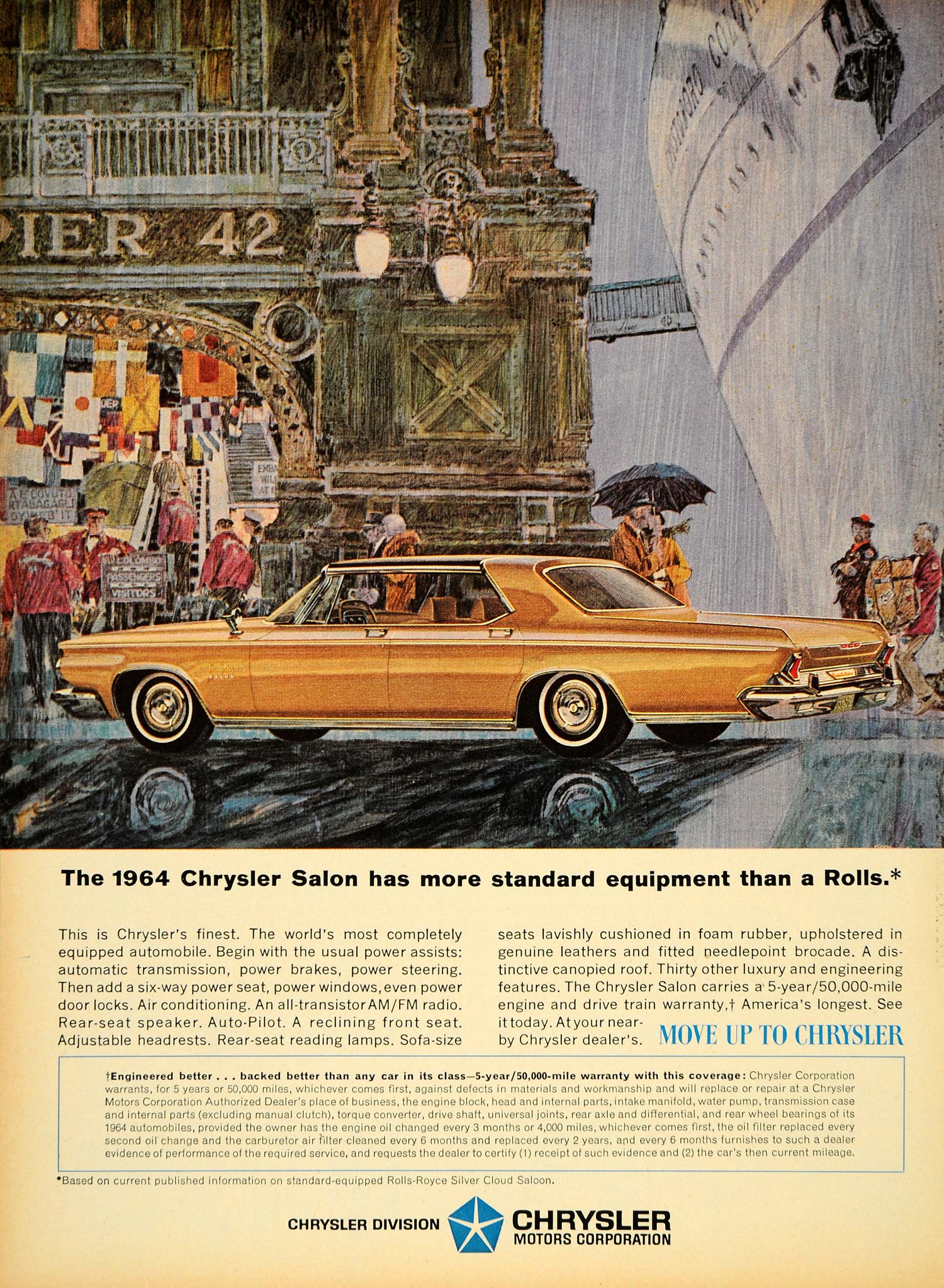 1964 Ad Chrysler Salon Auto Pilot Adjustable Headrests - ORIGINAL TM3