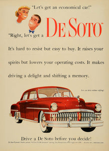 1950 Ad Vintage Red De Soto Automobile Tom Howard CBS - ORIGINAL ADVERTISING TM3