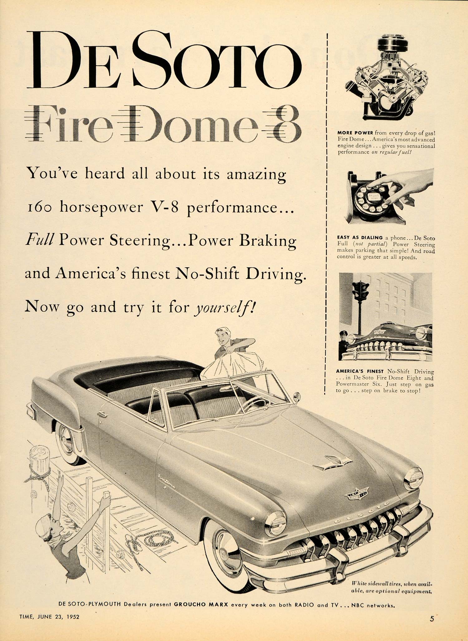 1952 Ad Plymouth De Soto Fire Dome 8 Power Brakes - ORIGINAL ADVERTISING TM3