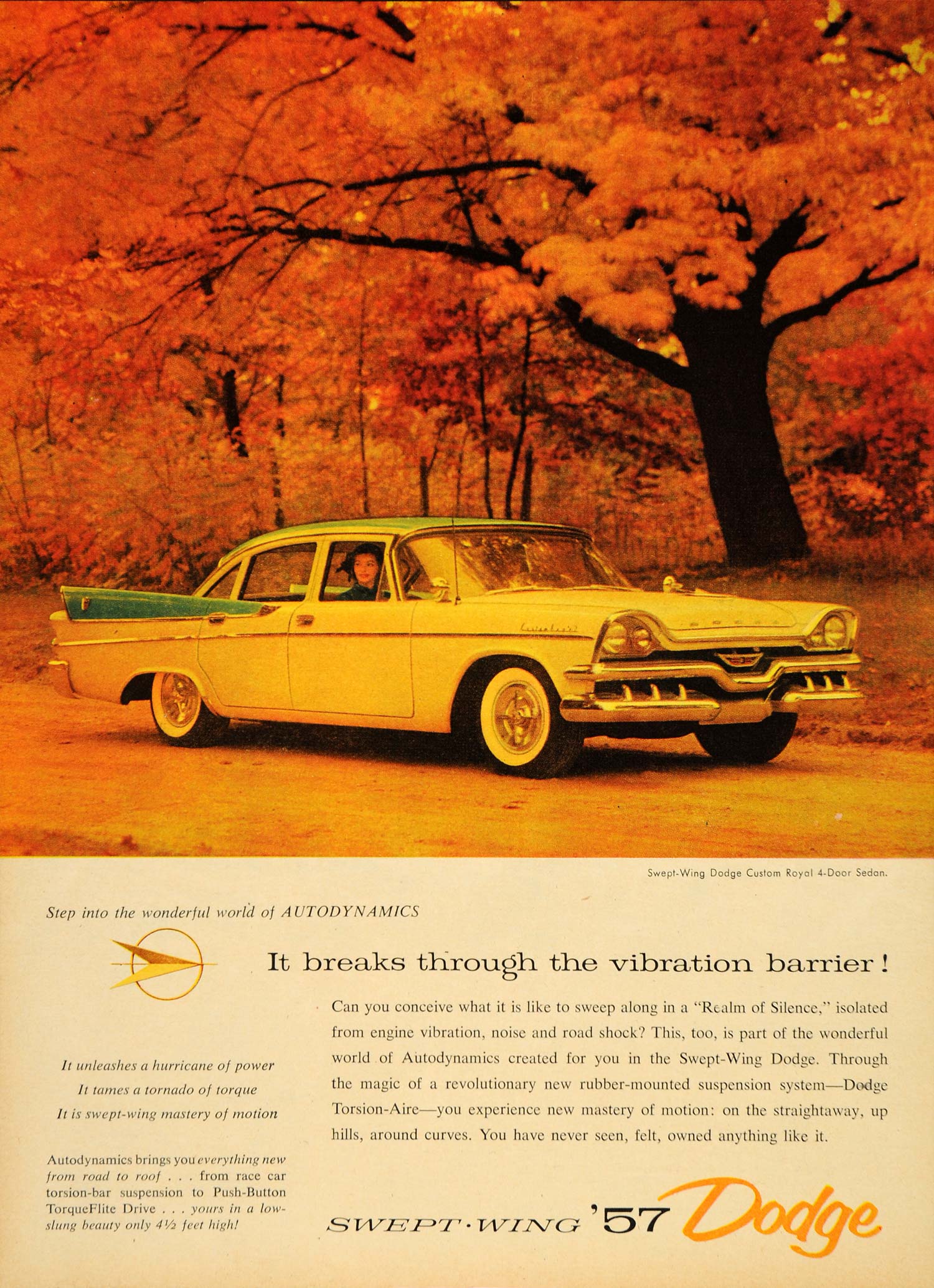 1957 Ad '57 Swept Wing Dodge Royal Sedan Autodynamics - ORIGINAL ADVERTISING TM3