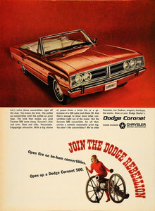 1966 Ad Chrysler Dodge Coronet Convertible Hemi V8 - ORIGINAL ADVERTISING TM3