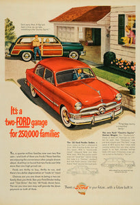 1950 Ad Red Ford Fordor Country Squire Station Wagon - ORIGINAL ADVERTISING TM3