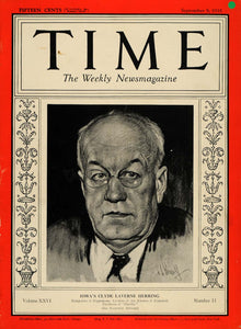 1935 Cover TIME Clyde LaVerne Herring Iowa Governor - ORIGINAL TM4